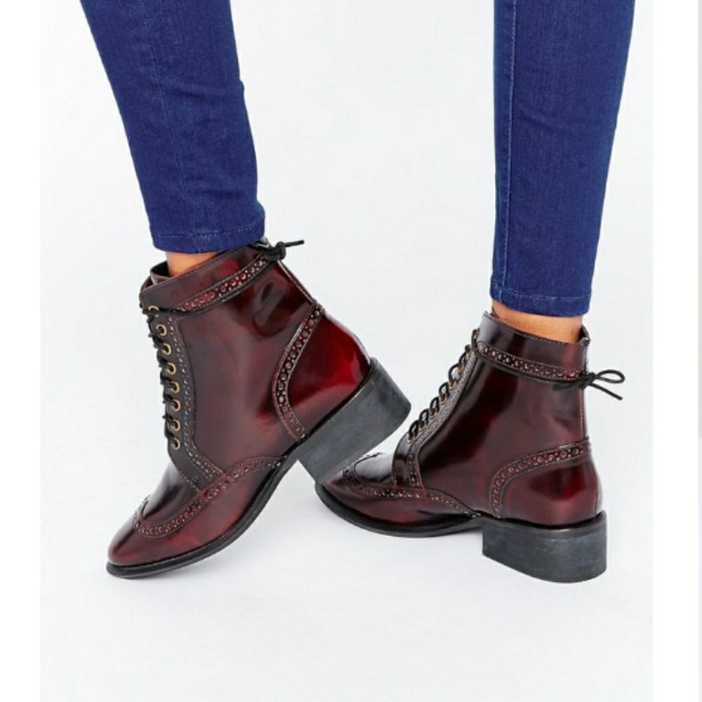 NWOT ASOS AMAR Leather Lace Up Brogue Boots